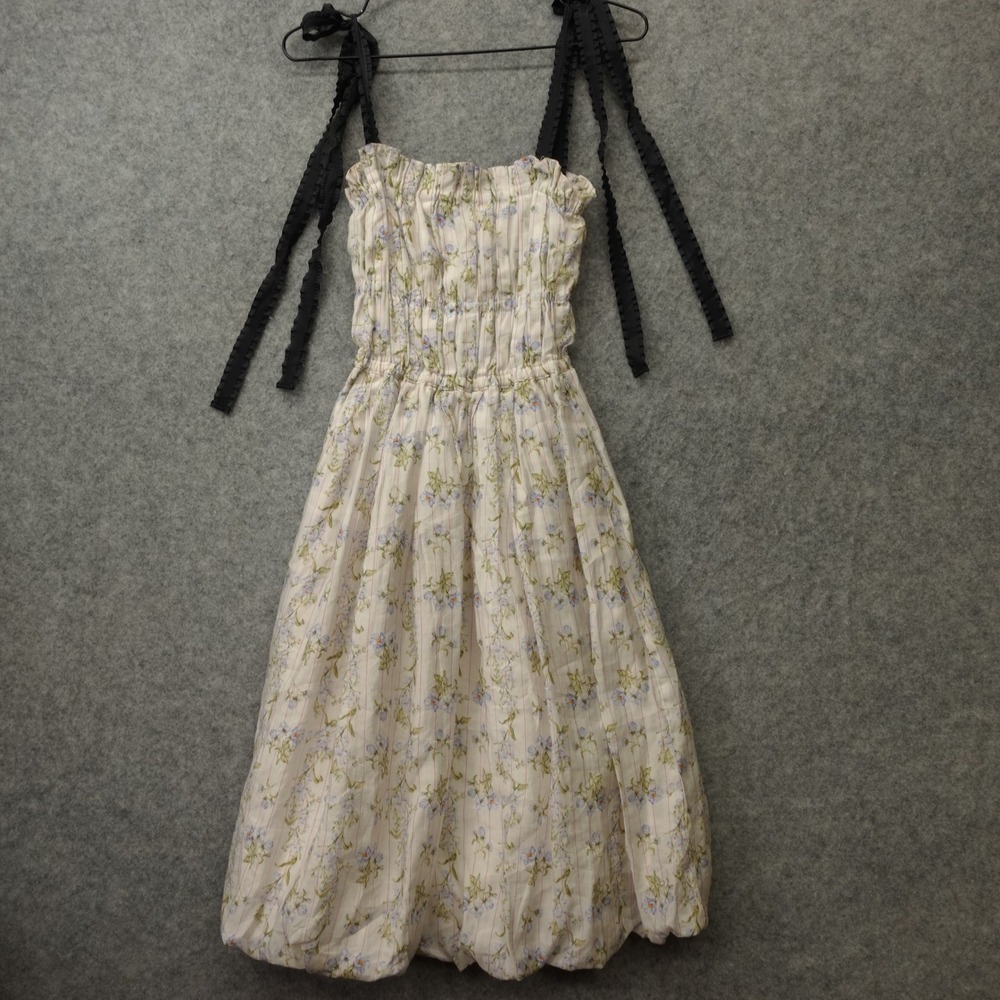 Y2K Fairy Coquette Dress Womens XS Cream Cottage Floral BLOCK COLLECTION x HM
